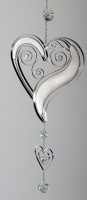 Moderner Dekohänger Tiffany Herz weiß silber, 52 cm