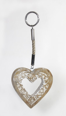 Wunderschöner Dekohänger Herz mit Blumendekor, 34 cm