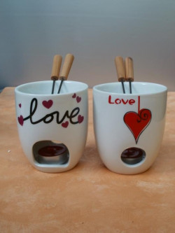 Fondue Becher LOVE aus Keramik