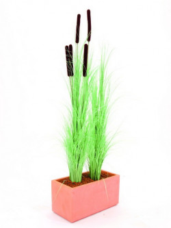 Schilfgras hellgrün m/Rohrkolben 152cm, Kunstpflanze
