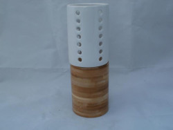 Kerzenhalter aus Holz und Keramik, 19,5 cm hoch