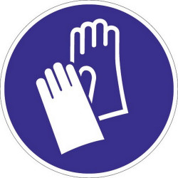 Folie Handschutz benutzen D.200mm blau/weiß ASR A1.3 DIN EN ISO 7010