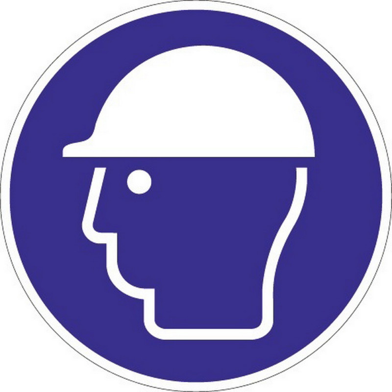 Folie Kopfschutz benutzen D.200mm blau/weiß ASR A1.3 DIN EN ISO 7010