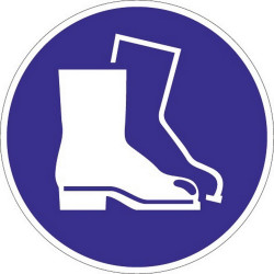 Folie Fußschutz benutzen D.200mm blau/weiß ASR A1.3 DIN EN ISO 7010