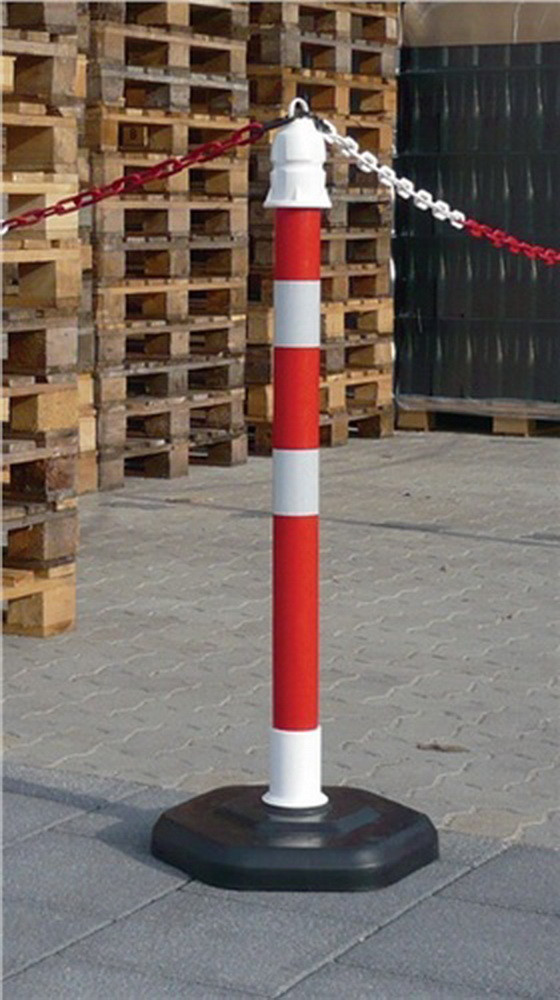 Sperrpfosten PU weiß/rot D.80xH.750mm zum Aufschrauben m.Befestigungsmaterial 