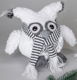 Dekofigur Wintereule Moonkin mit Schal, sitzend, weiß 25 cm