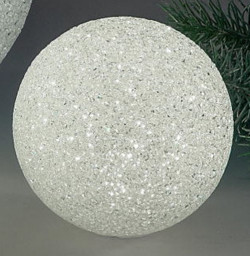 Dekokugel aus Kunststoff, weiß mit LED Beleuchtung, 8 cm