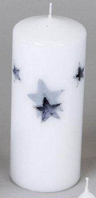 formano Stumpenkerze Stern weiß silber, 7x11 cm