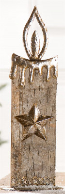 GILDE Teelichthalter aus Holz und Metall in Kerzenform, 37 cm
