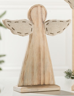 GILDE Wunderschöner Dekoständer aus Holz und Textil mit Engel, 30 cm