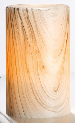 GILDE Echtwachs LED Kerze im Holzstil, 10x7 cm
