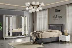 Schlafzimmer Möbel modern SN WEIß GRAU GOLD Silber