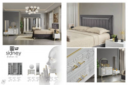 Schlafzimmer Möbel modern SN WEIß GRAU GOLD Silber